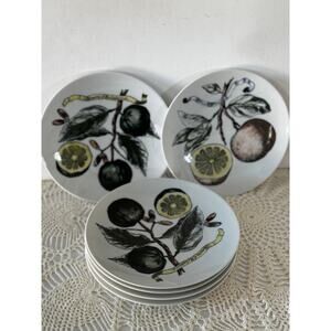 Bareuther Limon Melarosa Plates Set of 6 German Porcelain Lemon Decor